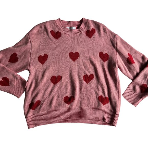Pink & Red Heart Knit Sweater - Picture 1 of 2